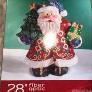 Santa Claus Indoor Outdoor Fiber Optic Holiday Figurine - Red and Green